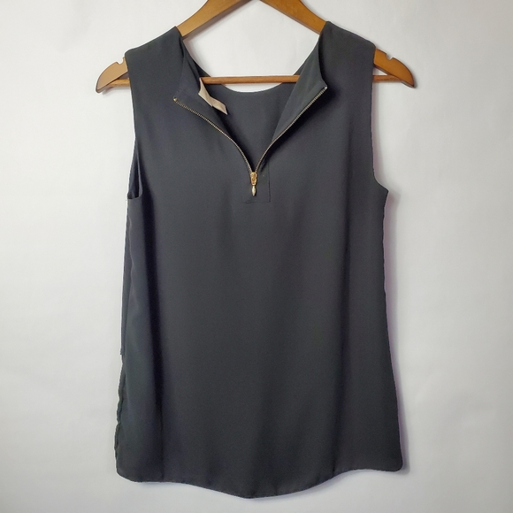 Chico's Black Tank Zippered Back Tulip Hem - Picture 3 of 8